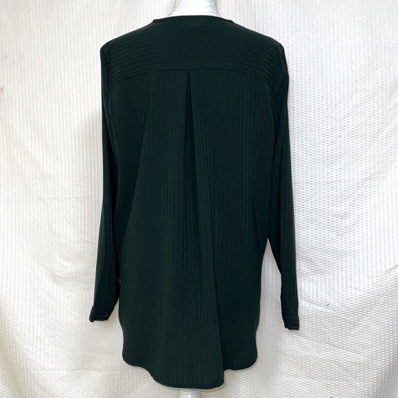 Adrianna Papell Forest/Dark Green V-Neck Long Sleeve Blouse Top Tunic - Sz Med - Picture 4 of 11